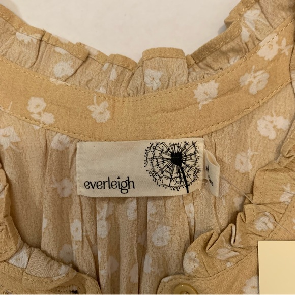 New Everleigh Butter Yellow Floral Wavy Sleeve Blouse M - Picture 13 of 13